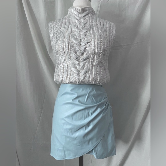 Francesca's Collections Dresses & Skirts - Mi Ami Baby Blue Faux Leather Skirt sz L 🩵NWT